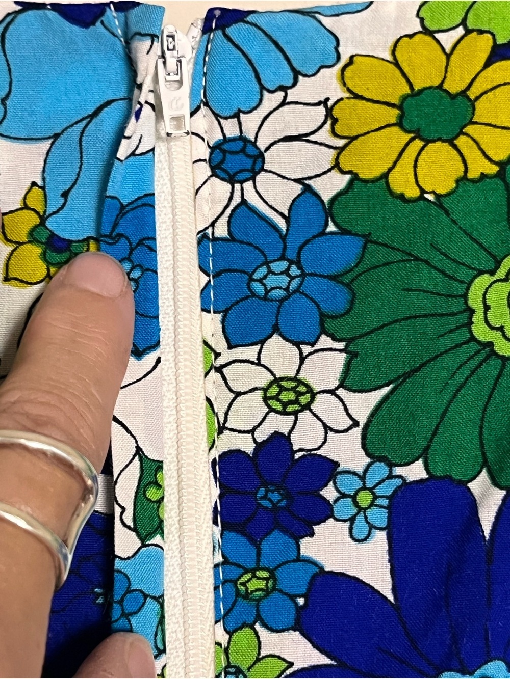 Vintage Liberty House Hawaii Floral Maxi Dress Blue Green Flutter Sleeve 10 - Picture 10 of 13